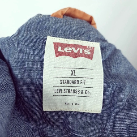 Mens Levis 
Orange Long Sleeve Coat 
Sz XL 
100% Cotton - Picture 2 of 6